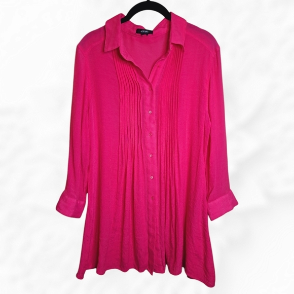 Alfani Tops - Alfani Hot Pink Pintucked Tunic Top